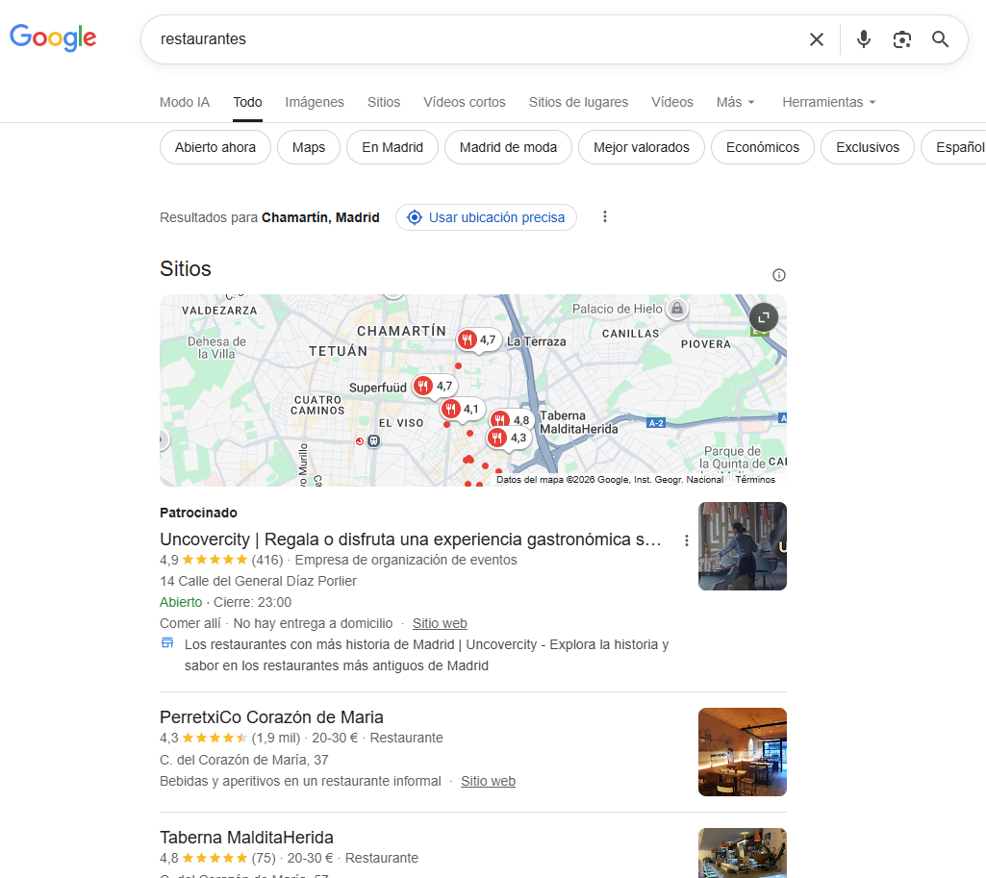 Busqueda Restaurantes - SEO Local