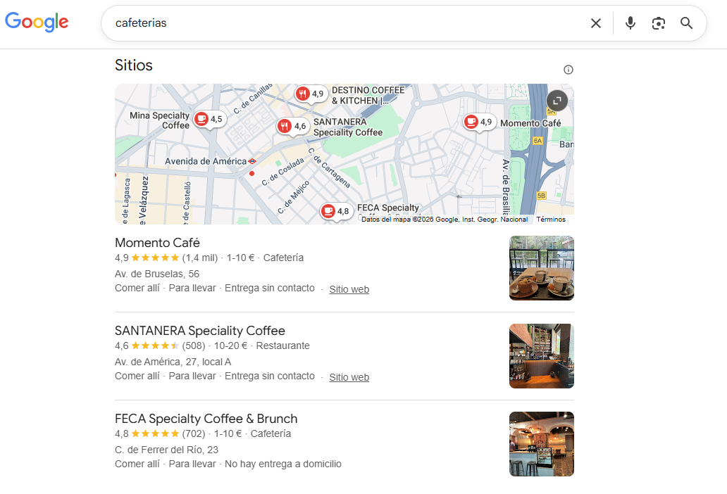 Busqueda cafeterias